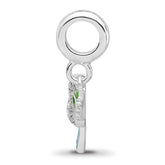 SS Reflections Rh-plated Enamel & CZ Black Spinel Hummingbird Bead